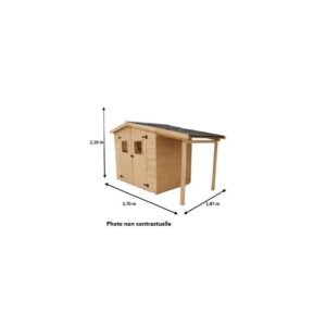 Abri de jardin en bois brut 4,08m² + bûcher 2,08m² + plancher Hover Image